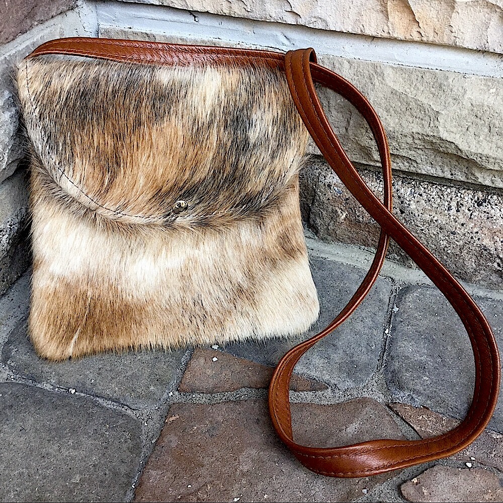 CALF Hair FUR Leather Crossbody Shoulder Bag BOHO Cowgirl